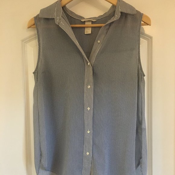 H&M blue/white striped blouse Size US 6 - Picture 1 of 2